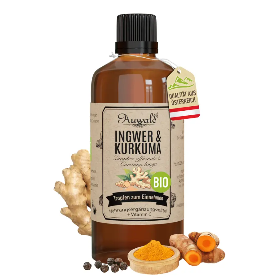 Ingwer & Kurkuma Tropfen BIO 100ml (Tinktur, Essenz, Auszug, Extrakt) Ingwer & Kurkuma Tropfen BIO 100ml (Tinktur, Essenz, Auszug, Extrakt)